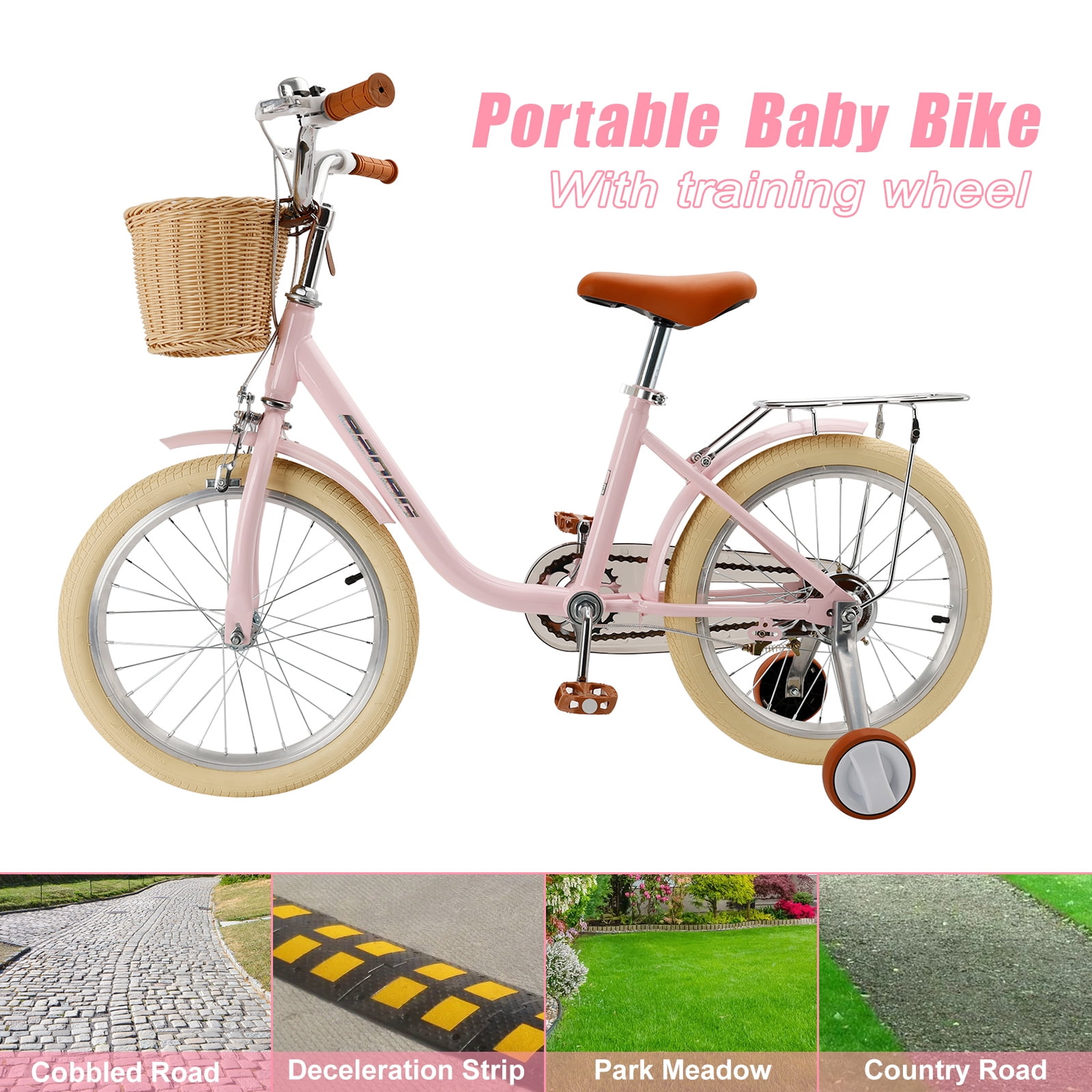 ARTUDATECH 18 Inch Kids Bike with Removable Training Wheels, Adjustable Seat, Steel Frame & Dual Brake, Kids Bicycle for 6-10 Years Old Toddler Girls Boys