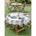 thumbnail image 3 of Outdoor Tablecloth with Umbrella Hole and Zipper, Thanksgiving Coastal Round Table Cloth 60 Inch Waterproof Tablecloth, Blue Eucalyptus Pumpkin Starfish Picnic Table Cover for Patio Camping, 3 of 7