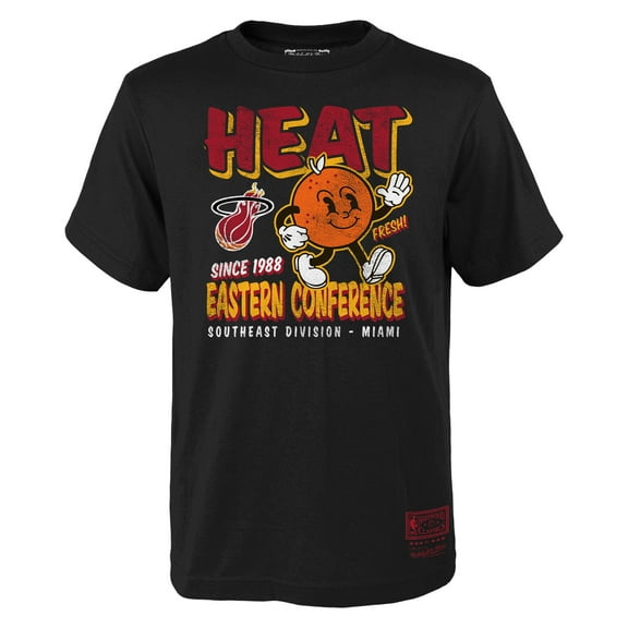 Youth-Mitchell & Ness Black Miami Heat Concession Food Character T-Shirt