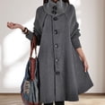 thumbnail image 3 of Women's Wool Coat Turtleneck Slim Fit Overcoat Autumn Winter Single Breasted Long Coat for Outdoor Work Party, 3 of 7