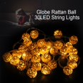 thumbnail image 2 of Globe Rattan Ball String Lights 30LED Lámpara de noche alimentada por batería Decoración colgante (blanco cálido), 2 of 8