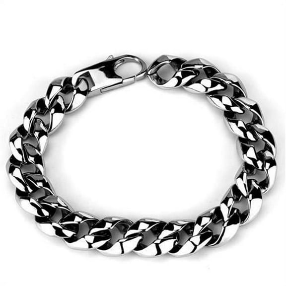Alamode TK1975-8 Men High Polished Stainless Steel Bracelet with No Stone in No Stone - 8 in.