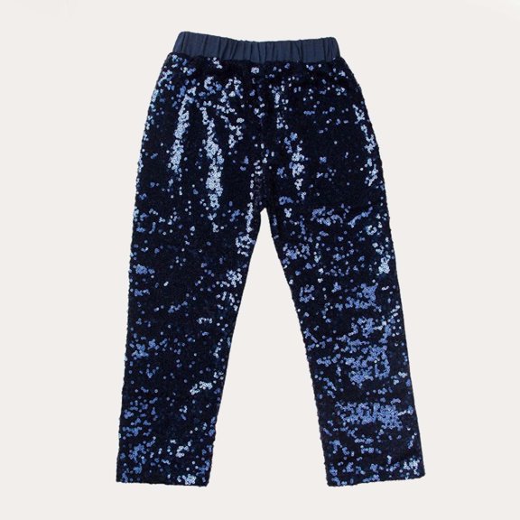 BLTIBY Toddler Girls Perform Pant Sequin Fall Elastic Waist Loose Casual Pants Fashion Comfy Trouser Blue 3-4 Years