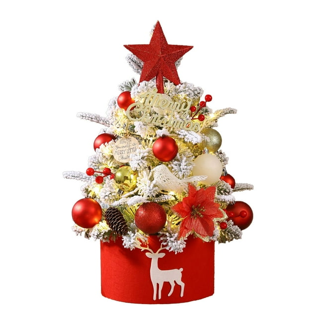 Mini Christmas Tree 45 cm Artificial Desktop Decor with PE+PVC Branches and Wooden Stake – Silver, Pink, Gold or Red