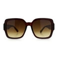 thumbnail image 4 of Luxury 90s Bold Jaguar Emblem Rectangle Butterfly Thick Plastic Fashion Sunglasses All Brown, 4 of 8