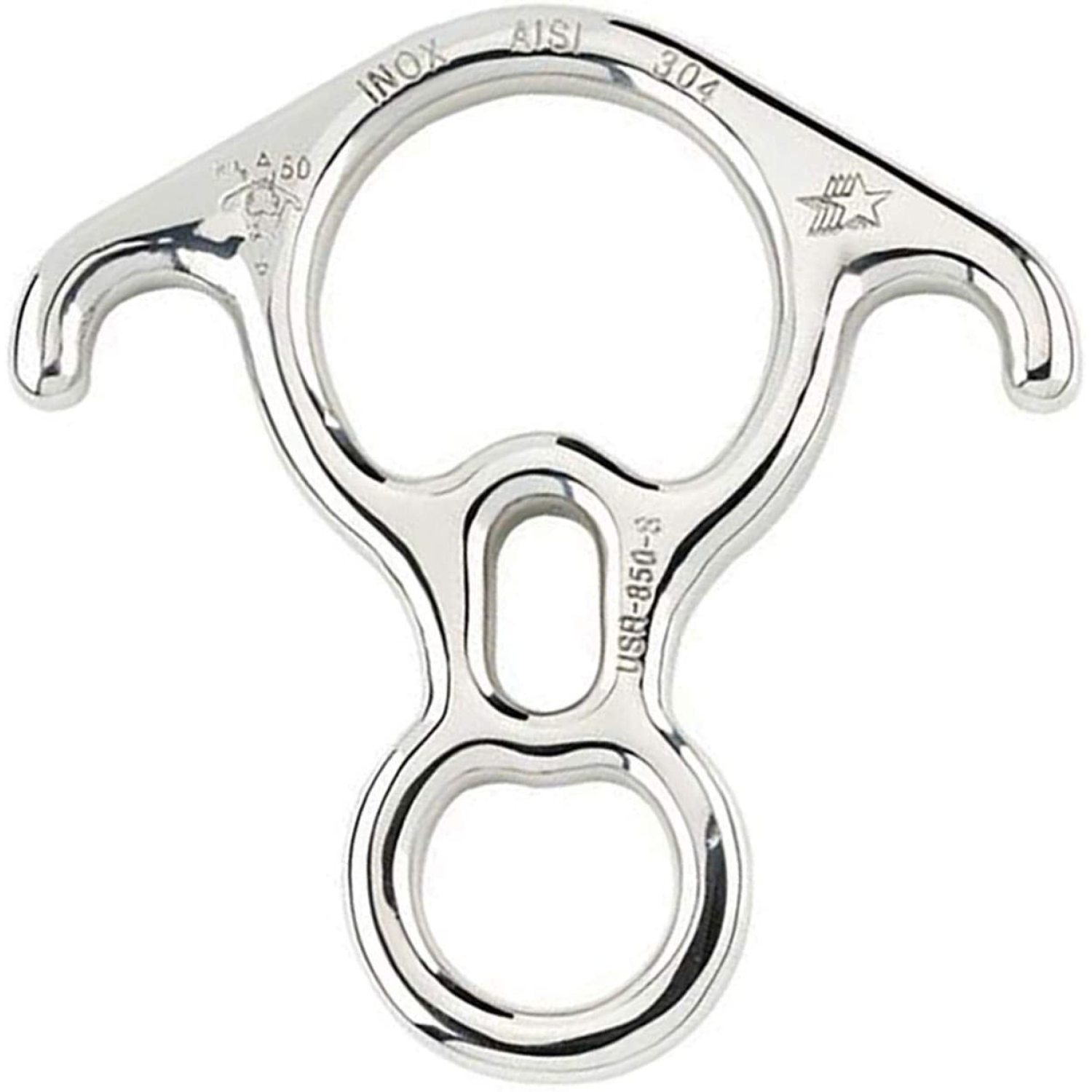 Rescue Figure 8 Descender Stainless Steel Belay Device w/BentEars 50