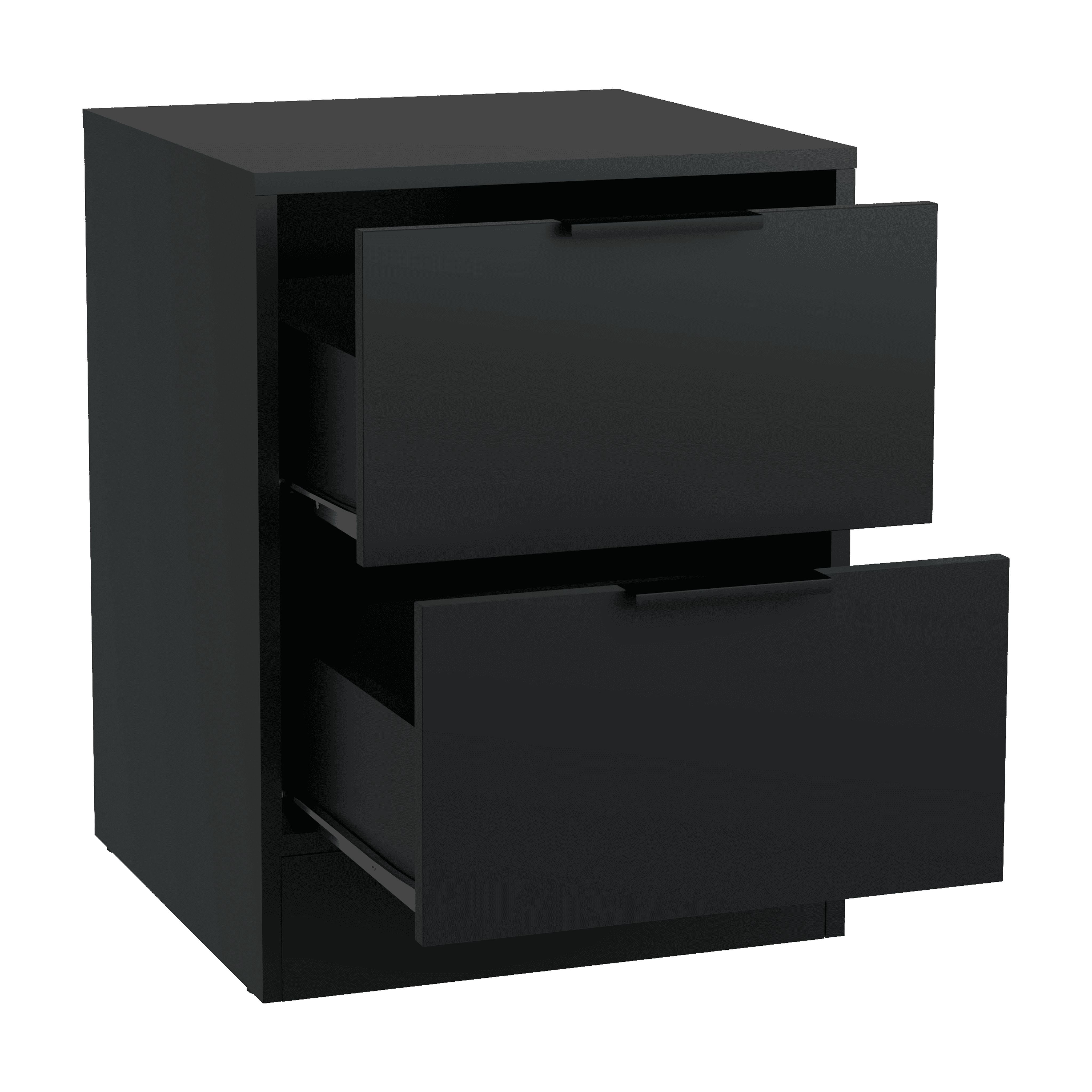 Kappesberg Fresno 2-Drawer Nightstand, Black Matte Finish – Modern Bedroom Storage for Adults & Teens