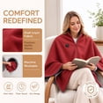 thumbnail image 4 of YAMB Heated Shawl Wrap for Women, Portable USB Wearable Heated Blanket Cape with 3 Heat Settings & Fast Heating, Zip Front Warm Shawl for Home Office Outdoor Winter Use, Red, 4 of 8