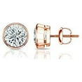 thumbnail image 2 of Diamond Wish 14k Rose Gold Round Lab Grown Diamond Stud Earrings (1/3cttw, G-H, VS1-VS2) Bezel-set, Screw Back, 2 of 3