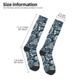 thumbnail image 2 of Xecao Nautical Style print thigh-high socks, crafted for both men and women with a stretchy, high-opaque design perfect for daily wear, 2 of 6