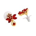 thumbnail image 3 of Estele Gehena Red Gold Tone Metal Zinc Alloy Flower Butterfly Stud Earrings, 3 of 5