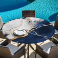 thumbnail image 6 of Marble Navy Blue Round Tablecloth, Fitted Table Cover with Elastic for 36"-44" Round Tables, Abstract Gold White Brick Stone Motif Table Cloth Outdoor Indoor Dinning Party Waterproof Tablecloths, 6 of 7