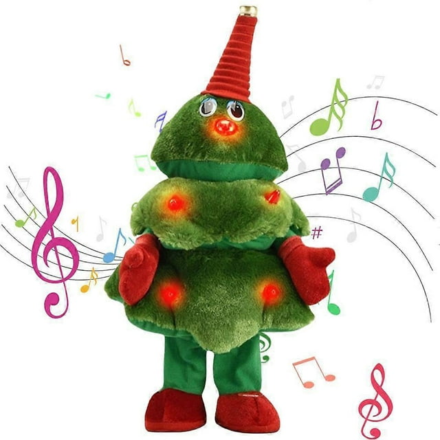 Singing Dancing Christmas Tree Plush with Lights - Swinging & Talking Interactive Plush Toy for Kids, Christmas Decor and Gift for Boys Girls