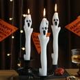 thumbnail image 5 of Twfbrm 2 Pack Halloween Taper Candles, Paraffin Wax Ghost Shaped Taper Candle, Dripless and Smokeless Dinner Candle Spooky Burning Candle Gothic Votive Candle Halloween Decorations for Party Wedding, 5 of 6