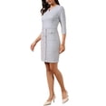 thumbnail image 4 of INSPIRE CHIC Tweed Dress for Women Vintage 3/4 Sleeve Business Work Sheath Dress M Multicolor Blue, 4 of 6