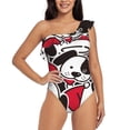 thumbnail image 2 of Picia Cute Dog Pattern Women's One Piece Swimsuits,One Shoulder Swimwear Asymmetric ,Ruffle Monokinis Bathing Suits,High Waisted Flattering Bathing Suits-XX-Large, 2 of 8