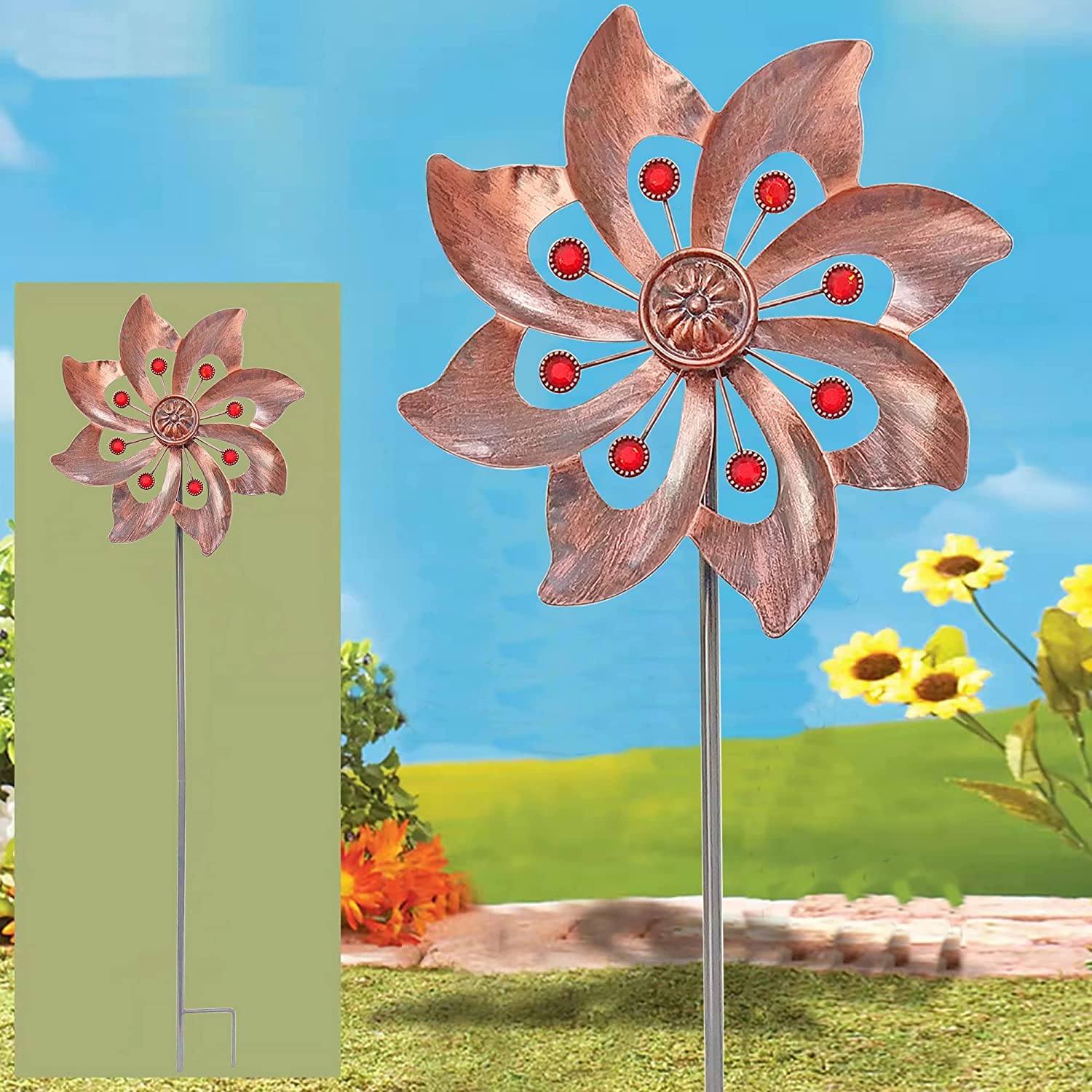 Outdoor Metal Wind Spinners 360 Degrees Swivel Wind Sculpture Spinner