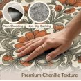 thumbnail image 6 of ODIKA 9'x12' Washable Area Rug Vinyl Orange Aged Botanical Mirrored Panel Details Bedside Sunflower for Master Suite, California King, Under Bed, Non-Shedding, Easy Care, 6 of 7