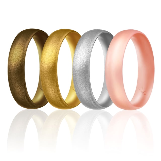 Anillo de bodas de silicona ROQ estilo cúpula 4 mm Bronce Oro Plata Oro rosa