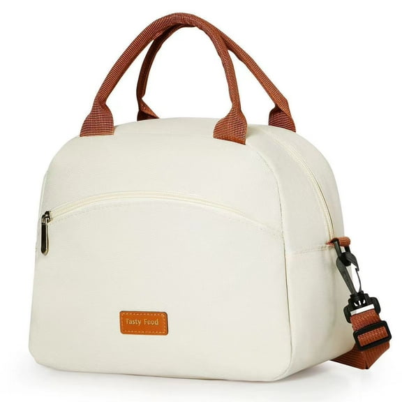 Insulated Lunch Bags for Women Men with Adjustable Shoulder Strap,AILKIN Large Lunch Box Tote Leakproof 6-12Hrs Cooler Reusable Thermal Lunch Bags for Women,Adults,School,Work,Office,Picnic,Beige