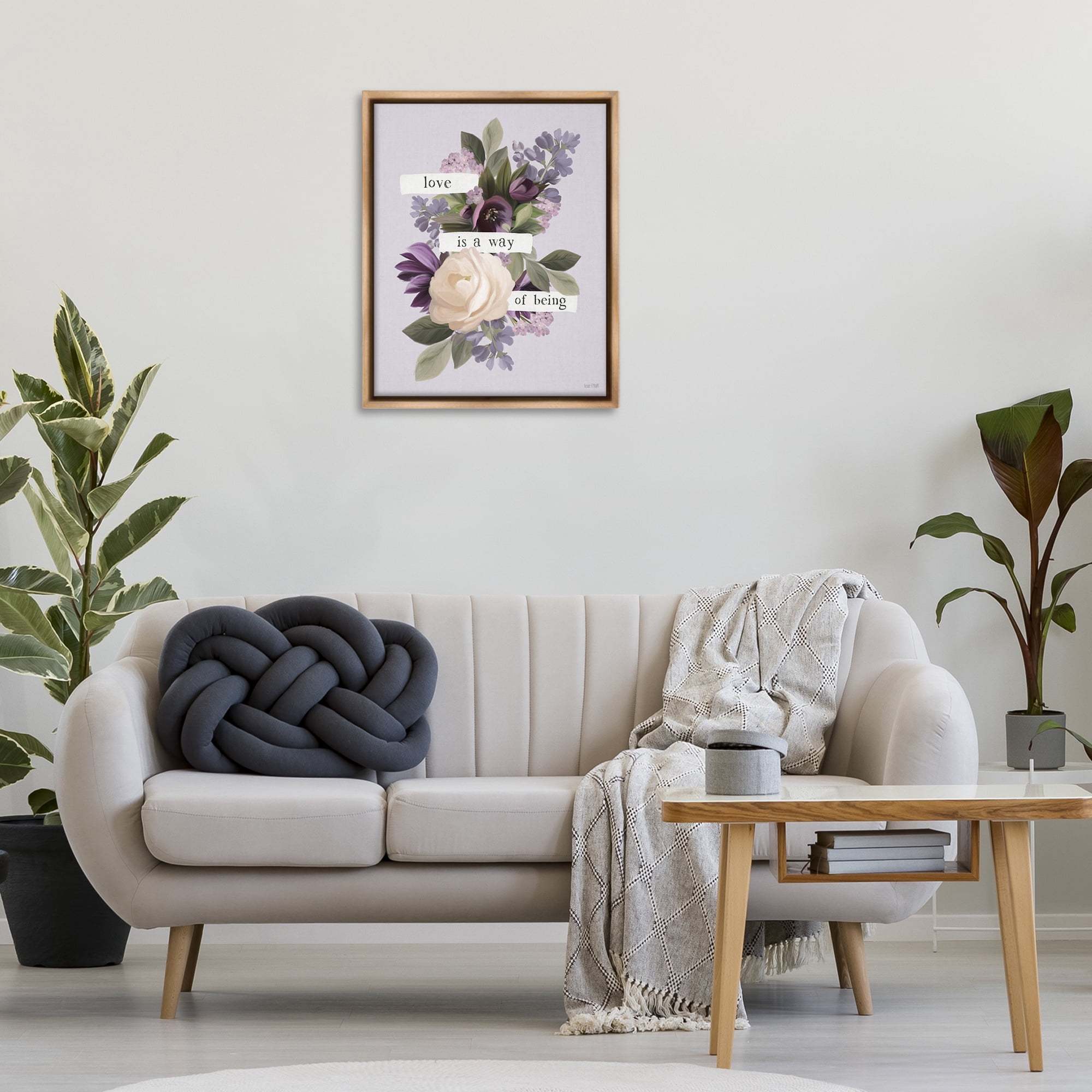 Stupell Industries Love Is Way Of Being Botanical & Floral Painting Brown Floater Framed Art Print Wall Art, 25 x 31