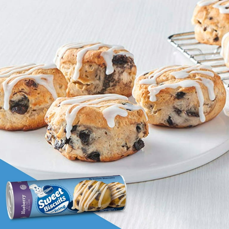 Pillsbury Blueberry Sweet Refrigerated Biscuits with Icing, 8 Ct