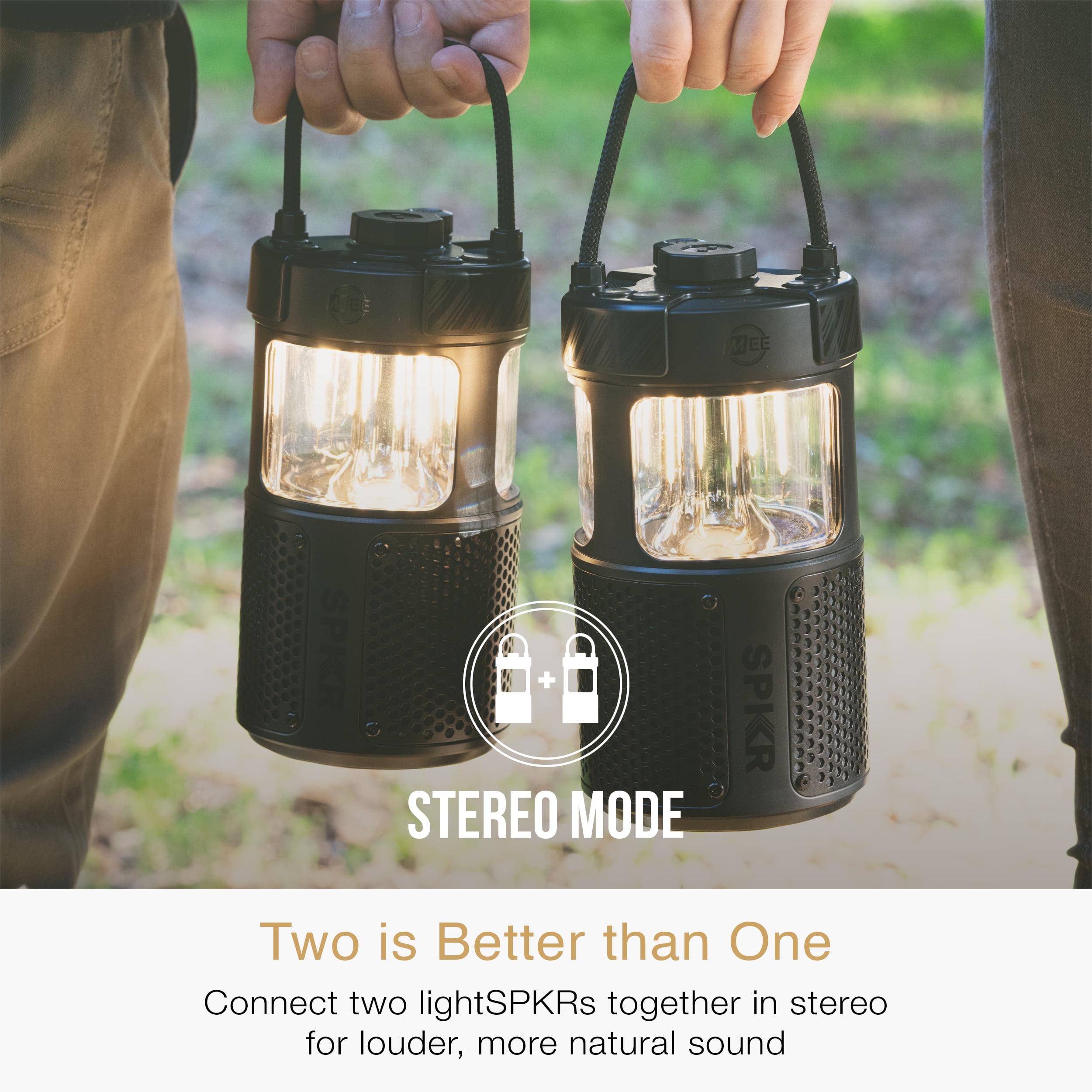 MEE audio lightSPKR Bluetooth Wireless Speaker with Camping Lantern, Rated IPX6 (Midnight Black)