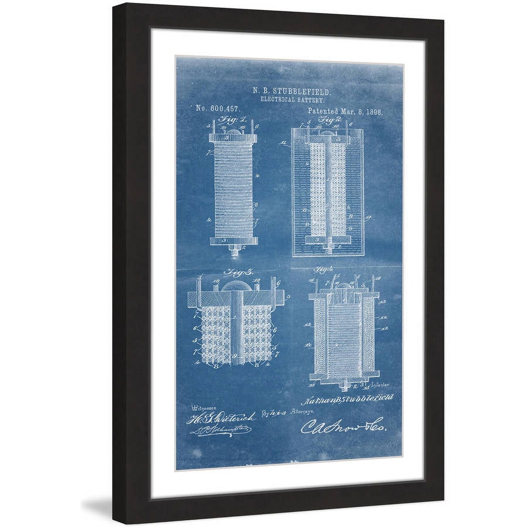 "Battery 1898 Blueprint" Framed Painting Print