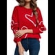 thumbnail image 3 of Suéter de San Valentín para Mujer, de Larga, con Bordado de Corazón, de Punto de Gran Tamaño, Tops. Rojo XL, 3 of 10