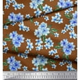 thumbnail image 3 of Soimoi Brown Cotton Duck Fabric Leaves & Periwinkle Floral Printed Fabric 1 Yard 42 Inch Wide, 3 of 3