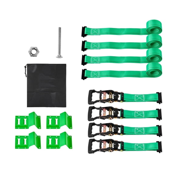 Wheel Chock Tie Down Kit with Buckle 4380 lbs Break Strength 1460 lbs Working Load for Motorcycle ATV UTV Trailer Car E Hook