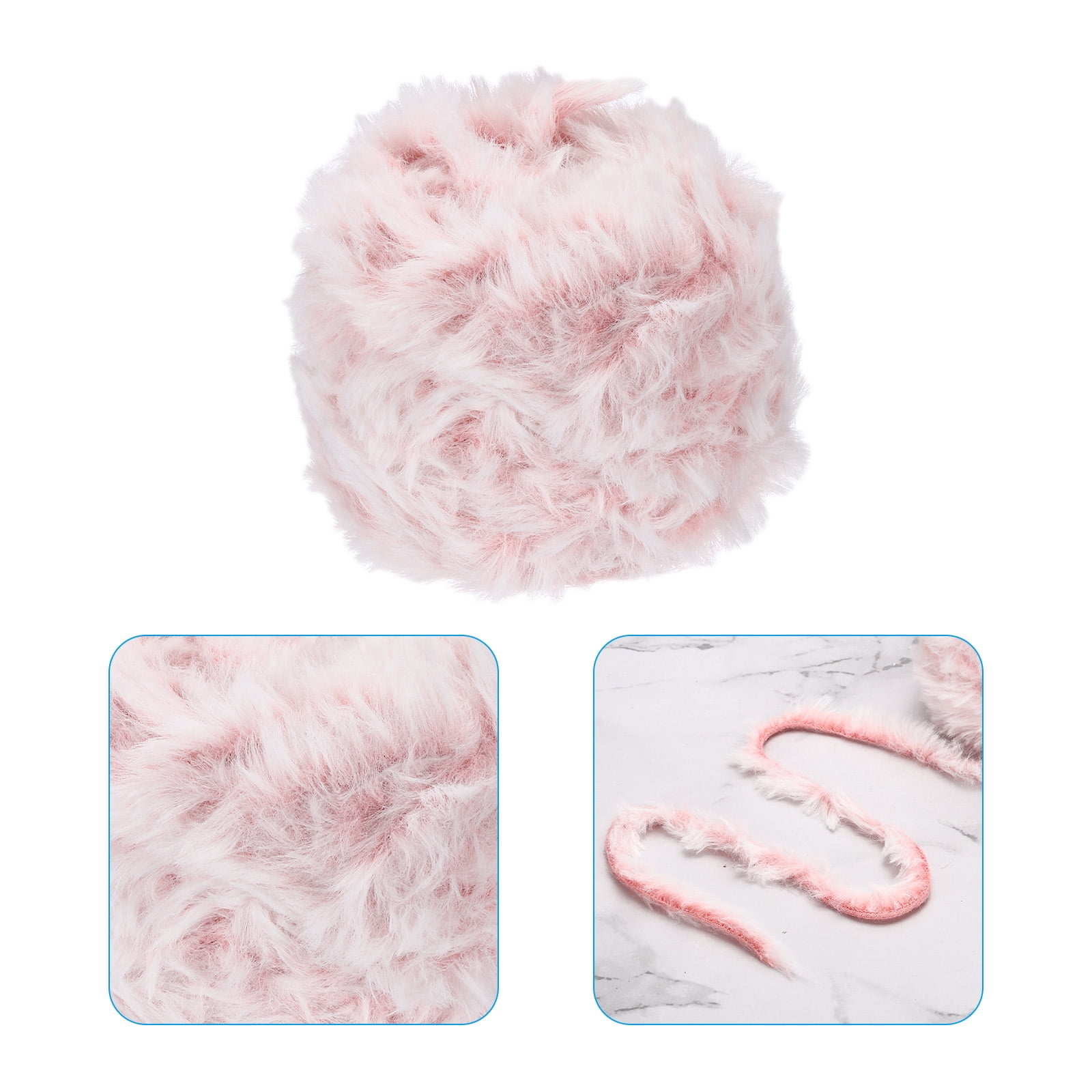 Uxcell 35yds Faux Fur Yarn,4 Skeins Fuzzy Yarn Crochet Fluffy Yarn Soft Chunky Polyester Plush Fur Eyelash,Light Pink