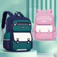 thumbnail image 1 of 1pc Simple Fashion Contrast Color Backpack, Lightweight Spine Protection Backpack For Primary School, Boys And Girls Children Backpack, Waterproof Breathable Backpack, 1 of 5