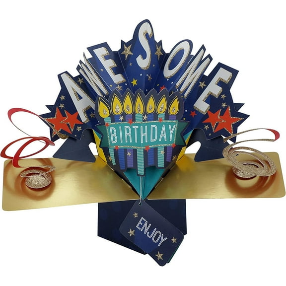 Second Nature Pop-Up 3D Greeting Card-Awesome Birthday