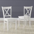 thumbnail image 3 of 3-PC - 42" Round Double Drop-Leaf Dining Table in White/Natural + White Cross Back Dining Chairs Dining Set, 3 of 10