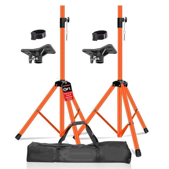 Heavy Duty Adjustable Speaker Stand Tripod (40-72") – 132lb Capacity, 35mm Universal Mount, Anti-Slip Base for PA Speakers & DJ Gear (Vibrant Orange)