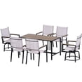 thumbnail image 5 of Outdoor Patio Furniture Sets, 7 Piece Outdoor Patio Dining Set with Dining Table, Swivel Chairs, Shade Umbrella Hole, Outdoor Table Chair Set Conversation Furniture Sets for Lawn Backyard, Black, 5 of 10