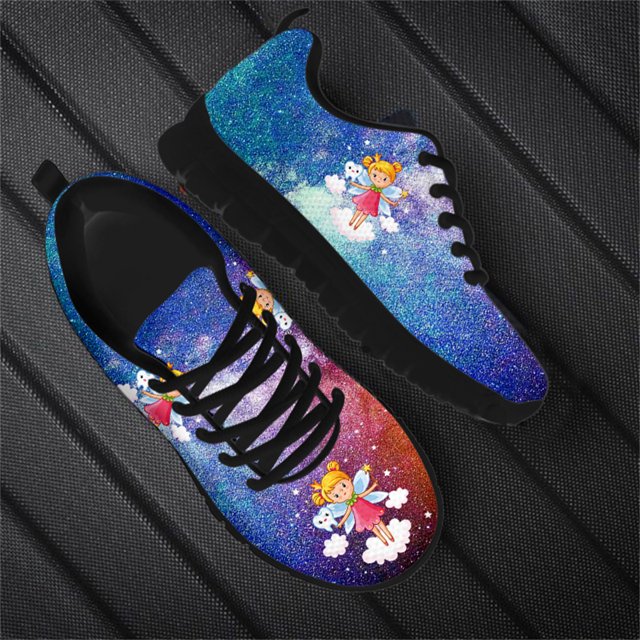 Zapatillas deportivas ligeras y cómodas con estampado de hada de los dientes, con diseño de nubes y cordones, informales, suaves y cómodas para correr.
