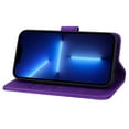 thumbnail image 2 of SaniMore Embossing Flip Wallet Case for iPhone 13 Pro, [RFID Blocking] PU Leather Cover with Card Holder & Kickstand Wrist Strap Magnetic Clasp All-Inclusive Protective Shell, Purple, 2 of 8