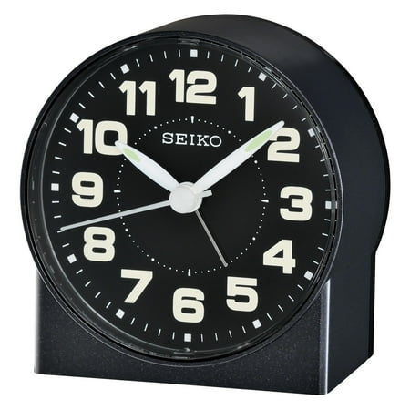 Seiko 3 Emerson Alarm Clock, Black, Beep, Traditional, Quartz, Analog, QHE084KLH
