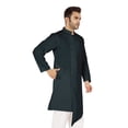thumbnail image 3 of Atasi Casual Solid Long Sleeve Cotton Kurta For Indian Mens Mandarin Collar Irregular Hem Ethnic Shirt, 3 of 7
