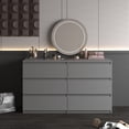 thumbnail image 3 of IMKHK 6 Drawer Double Dresser with Cutout Handles, 47.2" Wooden Storage Side Cabinet Chest of Drawers, Modern Vertical Chest of Drawers Organizer for Hallway Bedroom Living Room Office, Gray, 3 of 5
