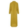 thumbnail image 6 of Women's Cotton Linen Lapel Maxi Dress - Long Sleeve Button-Up Shirt Dress with Pockets, 6 of 6