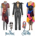 thumbnail image 2 of Disfraz de Jack Skellington Sally, traje de Cosplay de pesadilla antes de Navidad, Top a rayas de Anime, pantalón, uniforme de fiesta de Halloween, regalo para niños, 2 of 5