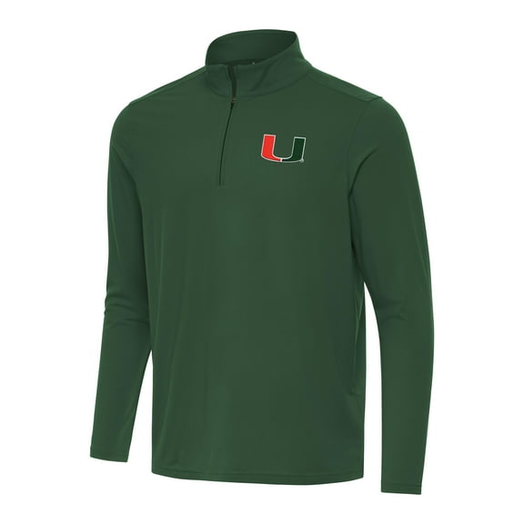 Men's Antigua Hunter Green Miami Hurricanes Intent Quarter-Zip Top