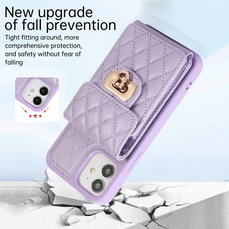 Nalacover Crossbody Wallet Case for iPhone 12 mini 6 Card Slots Leather Purse Phone Case Luxury Buckle Closure Card Holder Shoulder Strap Handbag