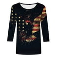 thumbnail image 4 of Women 3/4 Long Sleeve Shirt 4th of July Stars Printed Tee Memorial Day Gift, 4 of 5