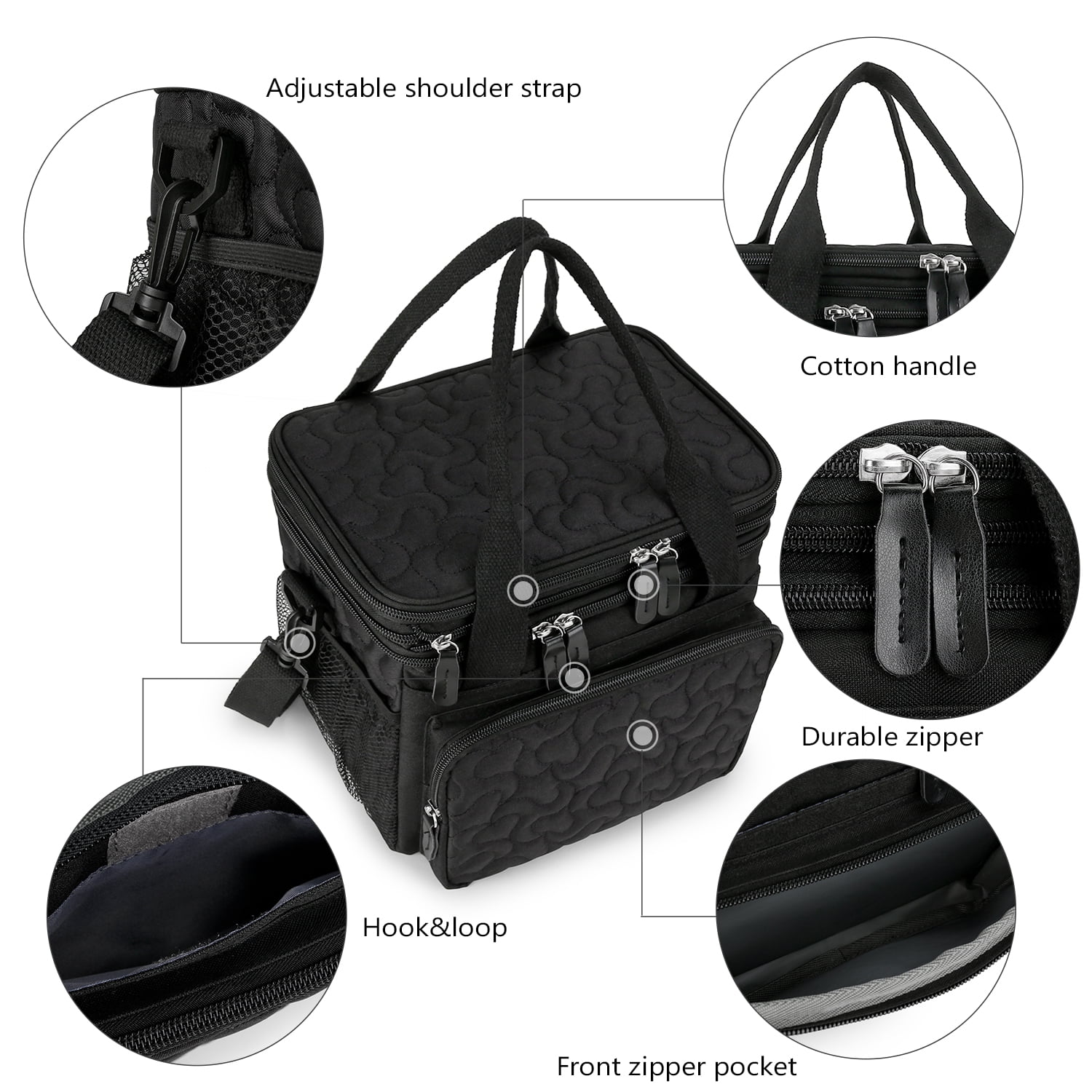 Lunch Bag for Women Men Double Deck Expandable Lunch Box,Large Lunch Bags,Leakproof Lunch Box Cooler Bag