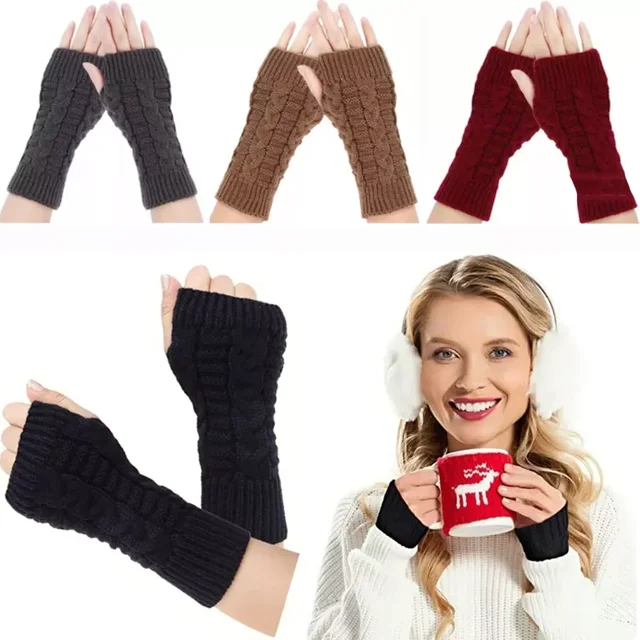 4 Par Guantes Sin Dedos Mujer Invierno Frío Regalos Navidad