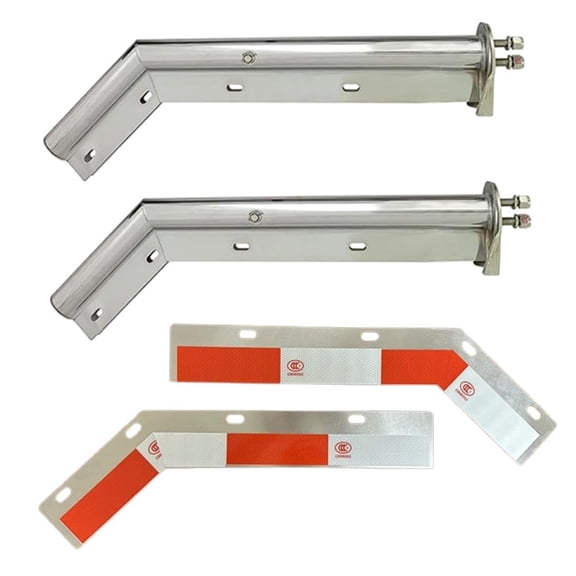 Chrome Mud Flap Hanger Set 28" Length 45 Degree 1-1/8" Bolt Pattern w/Reflector